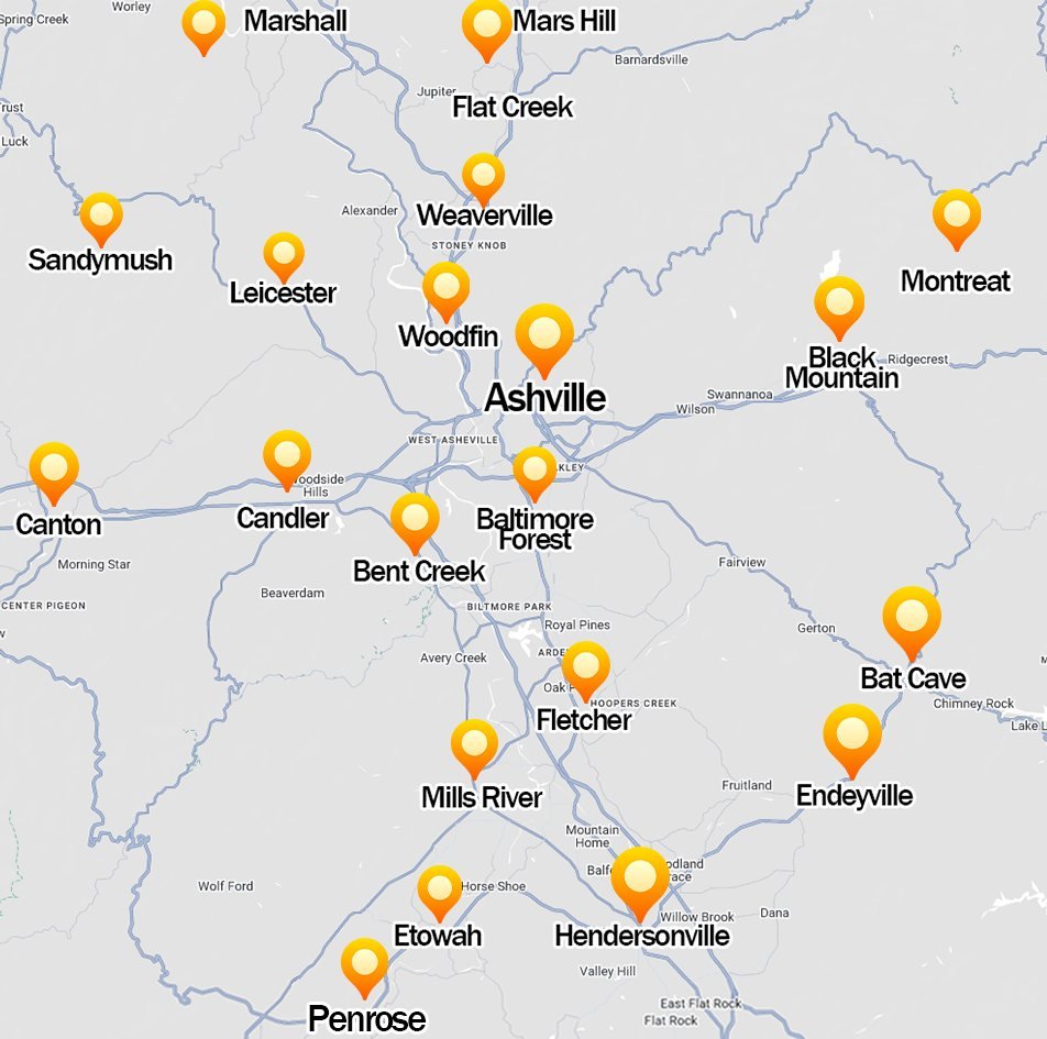 GarageFix service area — Asheville NC and surrounding areas
