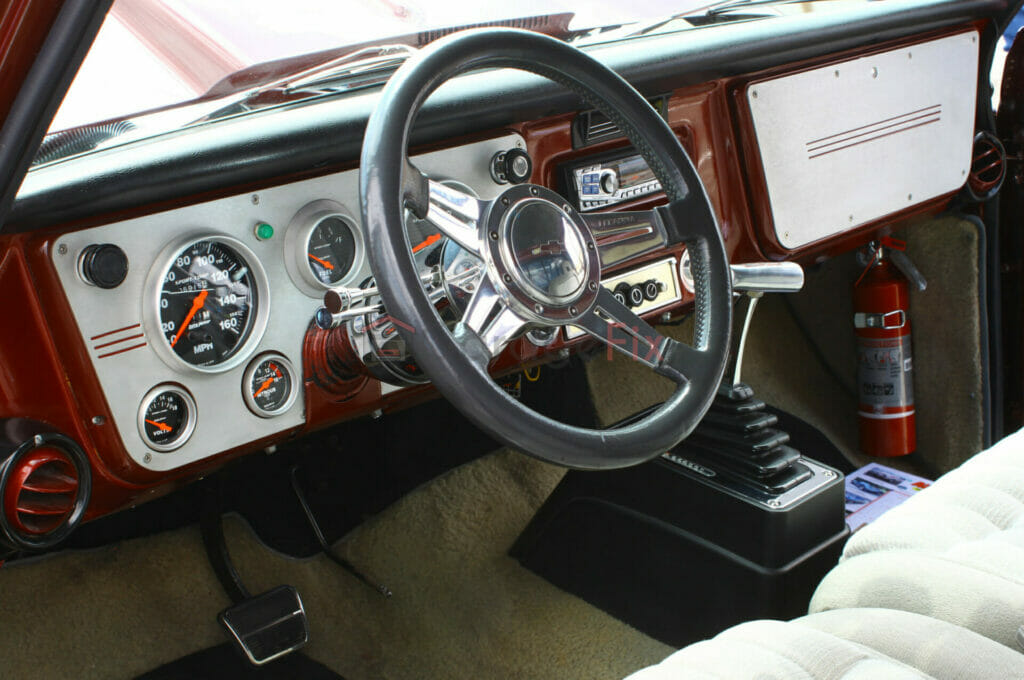 A dashboard in a car.