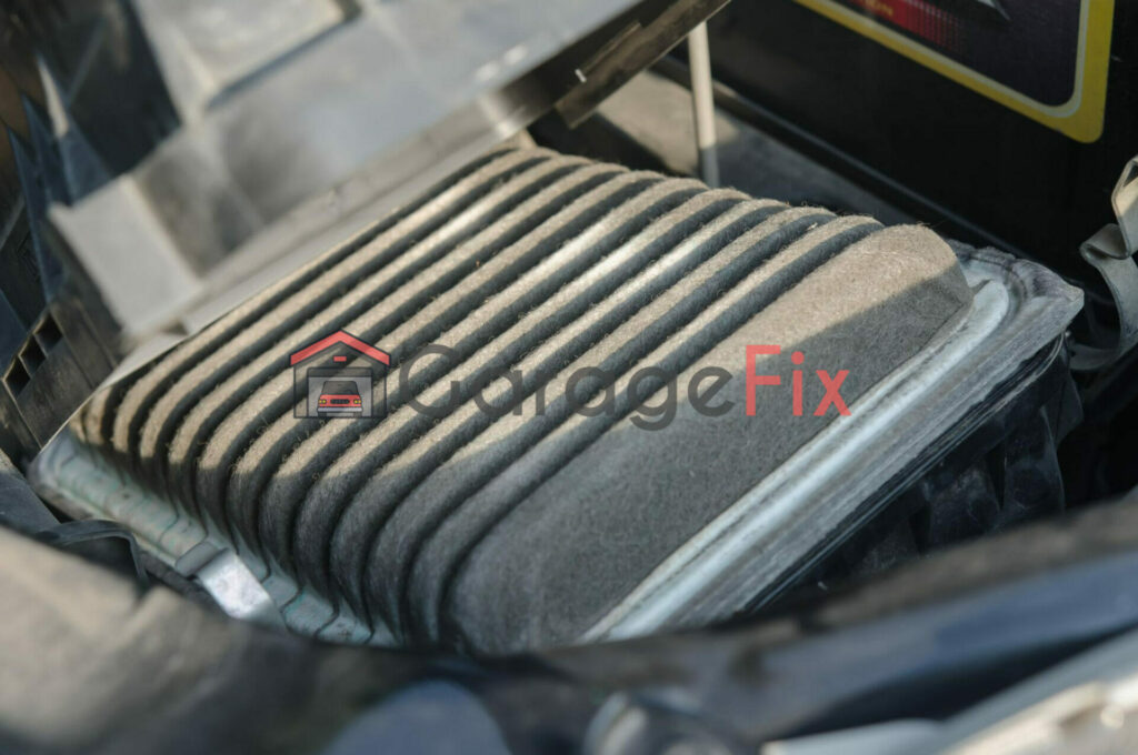 An air filter in the trunk of a car.